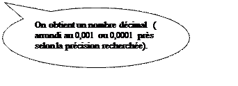 Bulle ronde: On obtient un nombre dcimal  ( arrondi au 0,001 ou 0,0001 prs selon la prcision recherche).