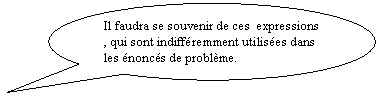 Bulle ronde: Il faudra se souvenir de ces  expressions , qui sont indiffremment utilises dans les noncs de problme.