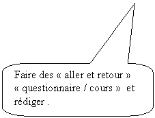 Rectangle  coins arrondis: Faire des  aller et retour   questionnaire / cours   et rdiger .