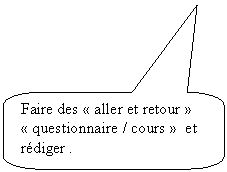 Rectangle � coins arrondis: Faire des � aller et retour � � questionnaire / cours �  et r�diger .